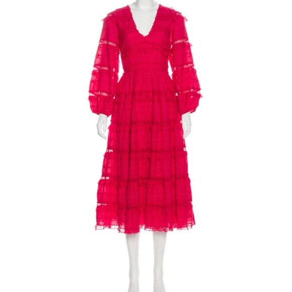 New Pink Ulla Johnson Size 8 Long Sleeve Dress with Tags - Picture 1 of 6